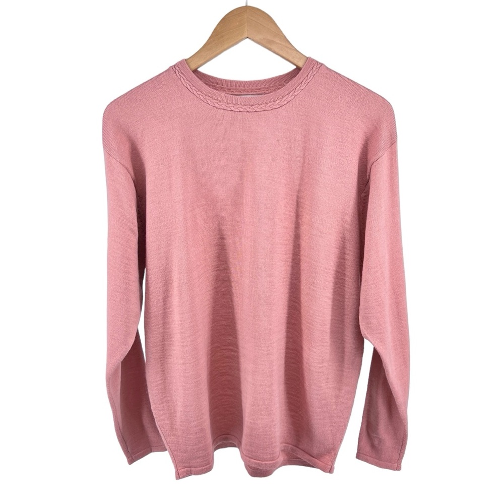 Vintage Casual Corner Womens Wool Blend Crew Neck Sweater Size Large Mauve Pink
